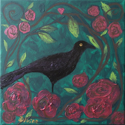 Grackle & Roses
