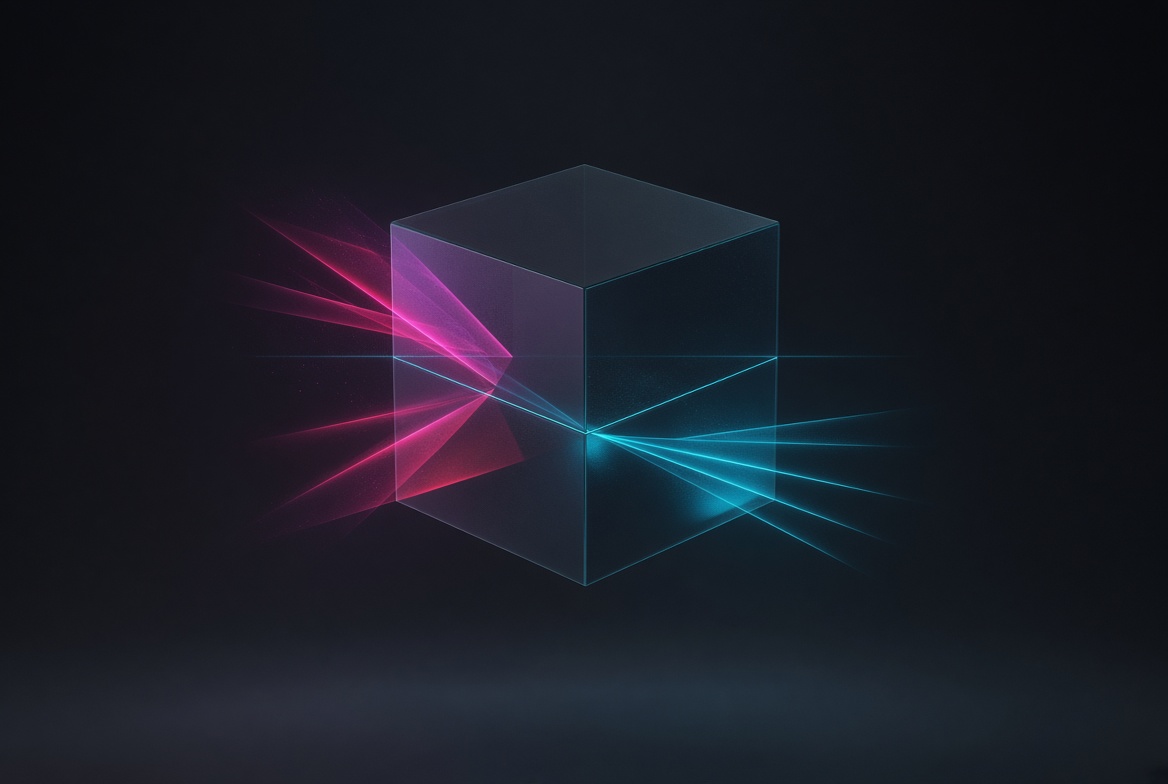 Concentric cube layers with a magenta hinge at the shell