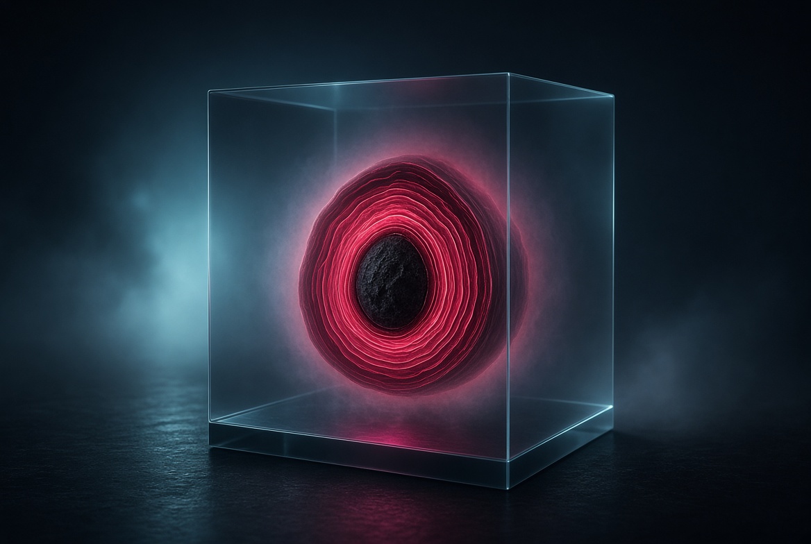 Cube interior with a gold scar folding inward